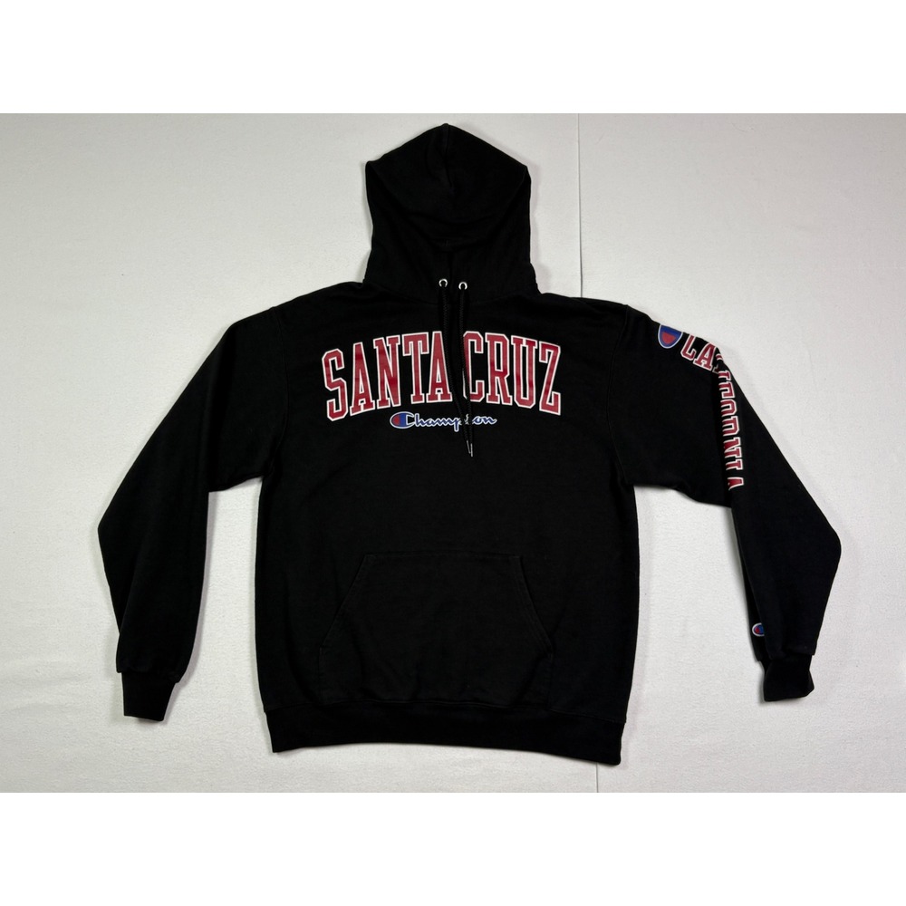 Champion Santa Cruz California Graphic Hoodie Black Mens Large Sweatshirt